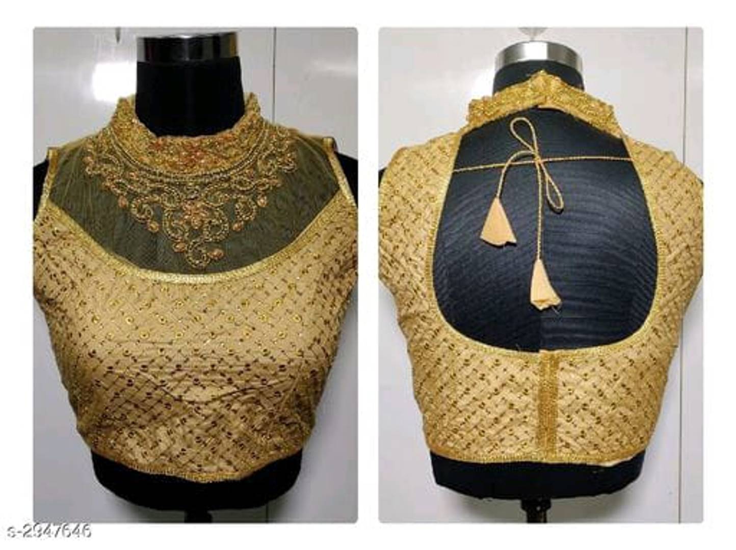 Stylish Golden Phantom Silk Embroidered Stitched Blouse